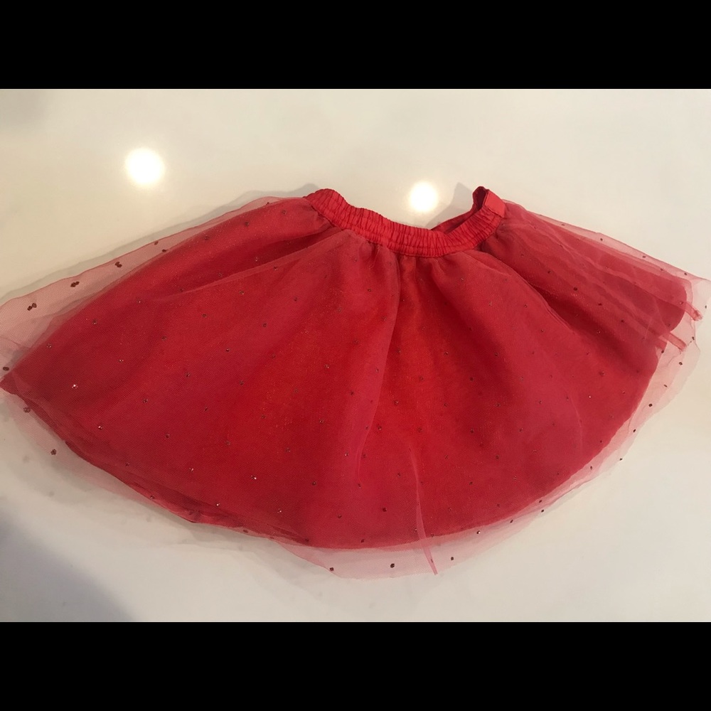 Janie & Jack Red Tulle Skirt Glitter 12-18 months